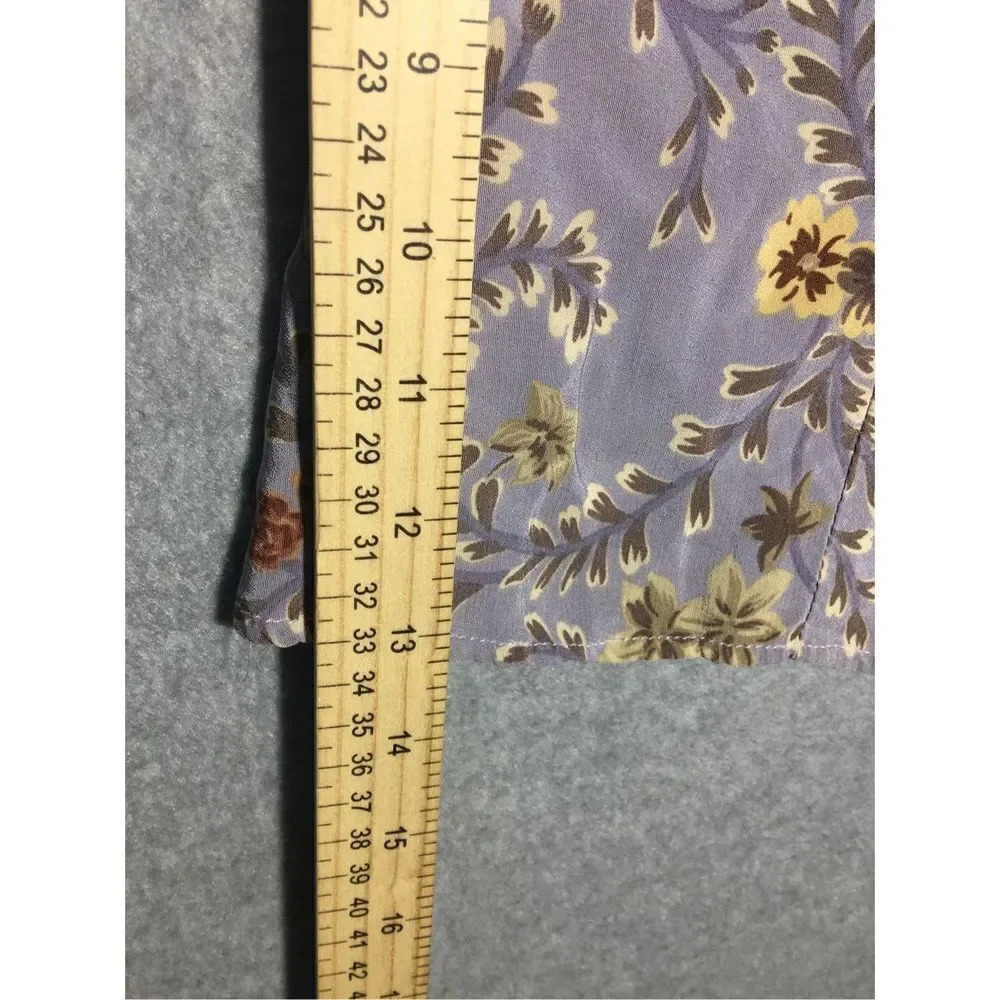 Womens Studio West Button Up Vest Top Orange Blue Floral Pastel Vintage - Picture 4 of 6